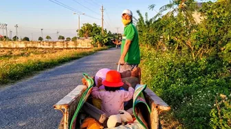 Driving an old cart around our village in Vietnam | Family travel vlog by Meigo Märk