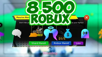 Spending 8500 Robux on Passive Rerolls! Anime Fighters Simulator