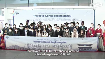 Tourists from Singapore arrive in S. Korea on 'travel bubble' agreement