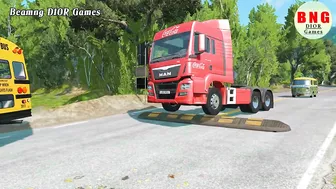 Trucks Cars vs Massive Speed Bumps Beamng Drive DIOR Games #14