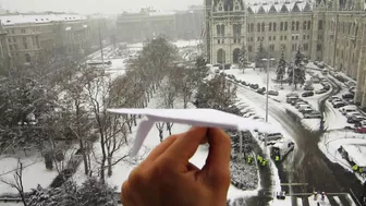 My Paper Plane Performs A Perfect Vertical Landing On A Moving Tram In Snow