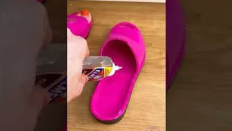 TRIED THIS Genius TikTok Prank || ???? Poured GLUE INTO SLIPPERS AND IT STICKED TO THE FOOT #shorts