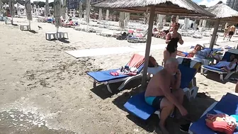 2021 Light Beach, Relaxation, Sea, Sun, 4K video, Bikini Beach, Romania Mamaia Beach.