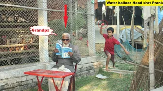 Water balloon On Head shot Funny Prank | WITH GRANDPA | New Funny Laughing Video !