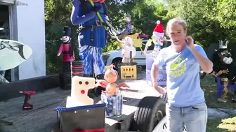 Friends create holiday parade float with trash found on the beach