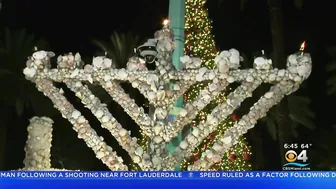 Miami Beach Celebrates Start Of Hanukkah By Lighting Sea Shell Menorah