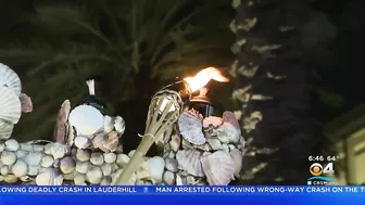 Miami Beach Celebrates Start Of Hanukkah By Lighting Sea Shell Menorah