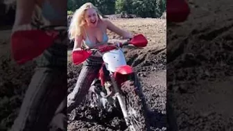 Bikini Girl Dirt Bike Stunt????