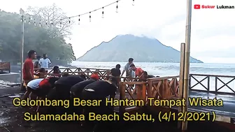 News, Gelombang Besar Hantam Wisata Sulamadaha Beach, Masyarakat Panik Pindahkan Gajebo