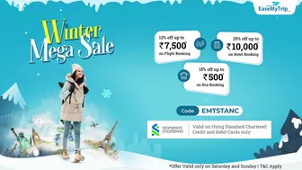 Winter Mega Sale: Book your Travel using Standard Charted Bank Debit/Credit Cards and save huge!