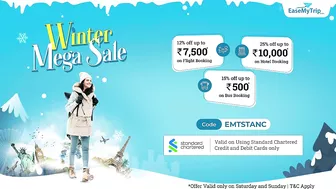 Winter Mega Sale: Book your Travel using Standard Charted Bank Debit/Credit Cards and save huge!