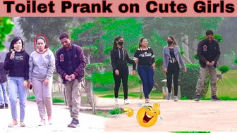 Toilet Prank on cute Girls | funny reactions ???? | Baghel King