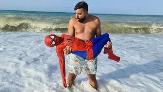 spider-man superhero at the beach