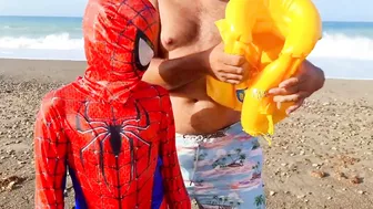 spider-man superhero at the beach