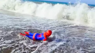 spider-man superhero at the beach