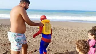 spider-man superhero at the beach