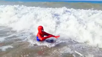 spider-man superhero at the beach