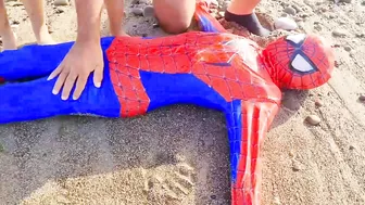 spider-man superhero at the beach