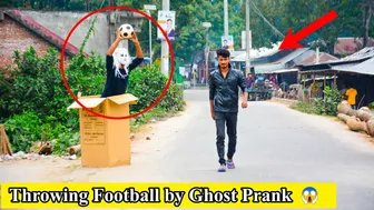 Throwing Football at People by Ghost | Funny Box Man Throwing Football Prank Video | 4 Minute Fun