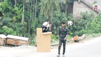 Throwing Football at People by Ghost | Funny Box Man Throwing Football Prank Video | 4 Minute Fun