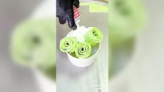 Ice cream challenge! Green food vs white food ice cream rolls