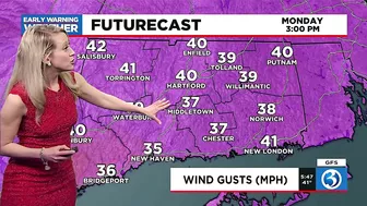 FORECAST: After windy Monday, models indicate a potential light accumulation of snow later this week