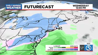 FORECAST: After windy Monday, models indicate a potential light accumulation of snow later this week