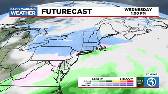 FORECAST: After windy Monday, models indicate a potential light accumulation of snow later this week