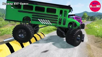 Trucks Cars vs Massive Speed Bumps Beamng Drive RST Games #109