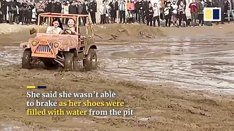 2 injured after out-of-control off-road vehicle crashes into beach bystanders in China