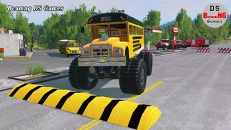 Trucks Cars vs Massive Speed Bumps Beamng Drive DS Games #103