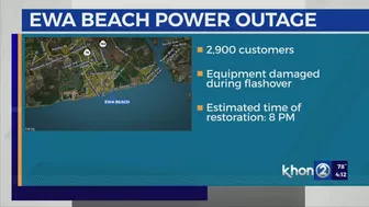 Power outage impacts over 2900 residents in Ewa Beach