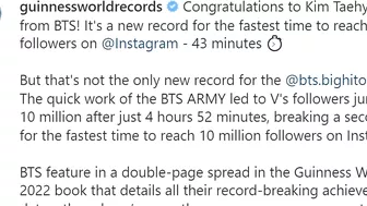 BTS' V Breaks Guinness World Records With His Instagram Followers