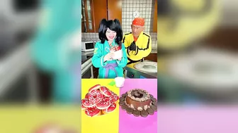 Ice cream challenge! Chocolate cake vs red food ice cream rolls