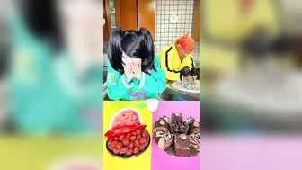 Ice cream challenge! Chocolate cake vs red food ice cream rolls