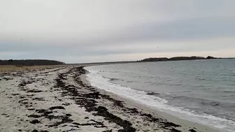 Cold Winter Beach Walk In New England