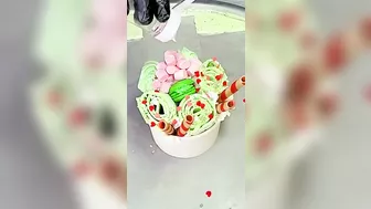 Ice cream challenge! Pink food vs green food ice cream rolls