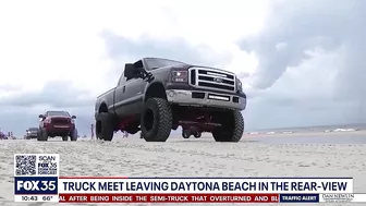 Truck Meet leaving Daytona Beach in rear-view