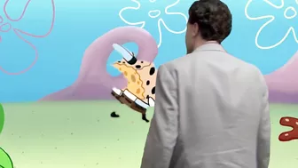 Borat visits Spongebob at Bikini Bottom