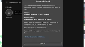 Lisa Gaming ROBLOX got BANNED...