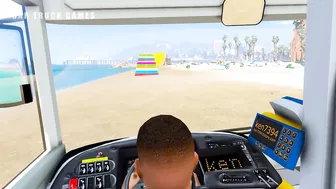 Bus Transport Delivery With Truck at the Beach - Car Truck Games GTA 5