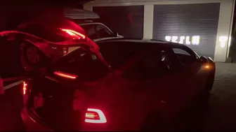 Tesla Model 3 Xmas Light Show projects it’s own name onto wall