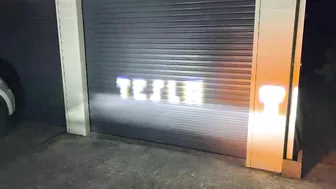 Tesla Model 3 Xmas Light Show projects it’s own name onto wall