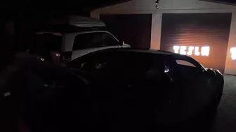 Tesla Model 3 Xmas Light Show projects it’s own name onto wall