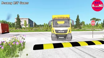 Trucks Cars vs Massive Speed Bumps Beamng Drive RST Games #136