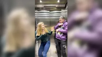 She did it with a guy in the elevator/ shock videos @Fitness samka FITNESSTONYA/prank humor lol