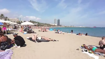 ???????? Barcelona - Spain · 4K · Barceloneta Beach Walk during Midday ☀️????️