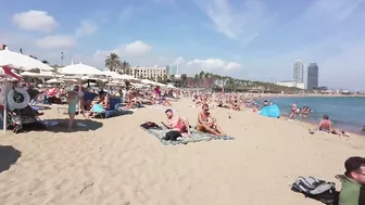 ???????? Barcelona - Spain · 4K · Barceloneta Beach Walk during Midday ☀️????️