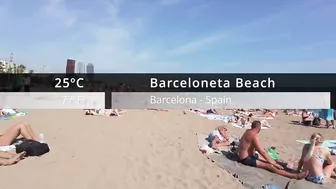 ???????? Barcelona - Spain · 4K · Barceloneta Beach Walk during Midday ☀️????️