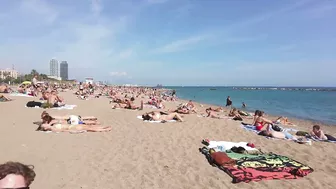 ???????? Barcelona - Spain · 4K · Barceloneta Beach Walk during Midday ☀️????️